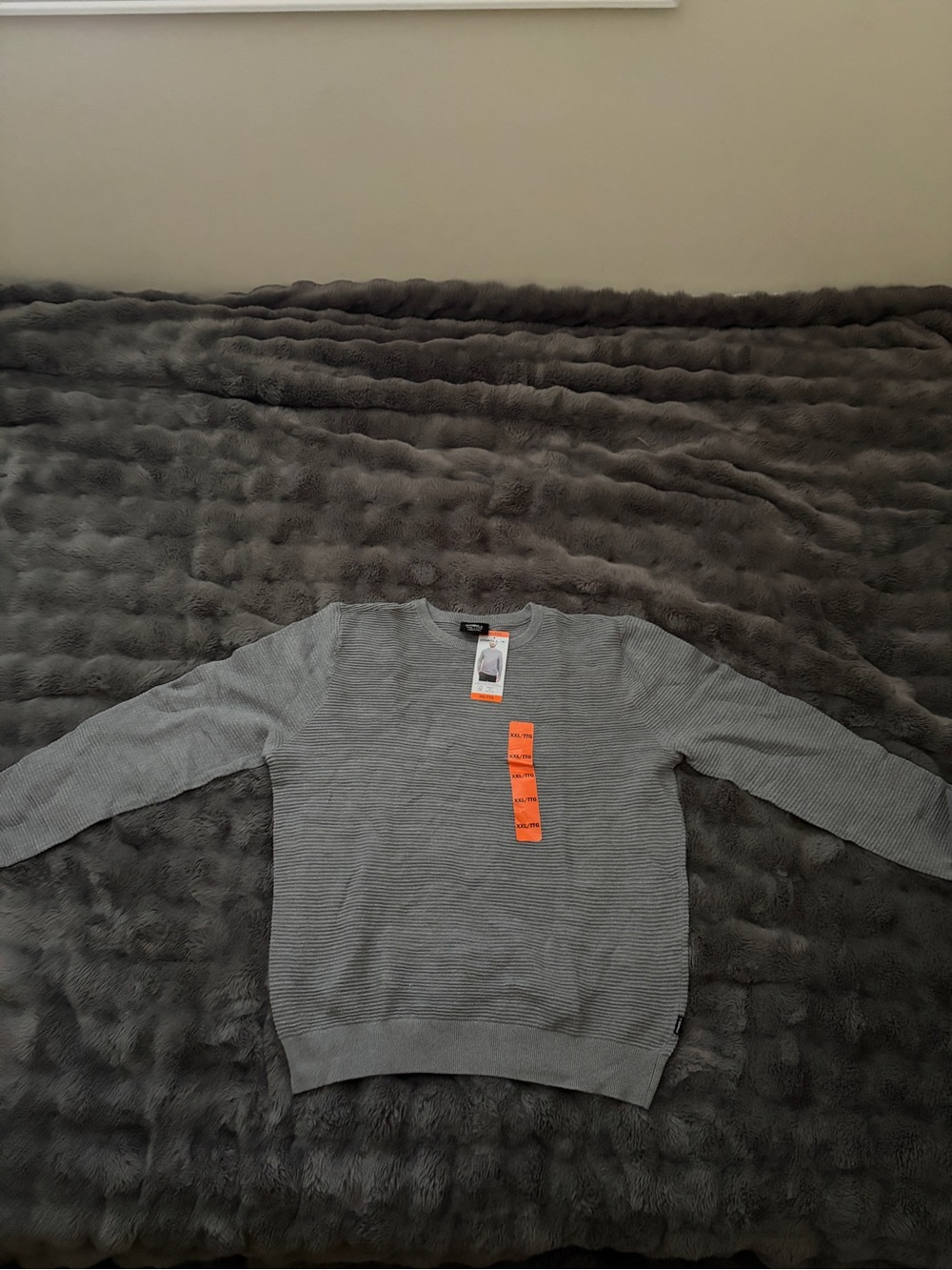 O'Neill Men's Light Gray Ribbed Crewneck Sweater xxl